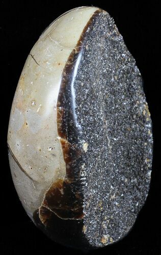 Septarian Dragon Egg Geode - Black Crystals #58799